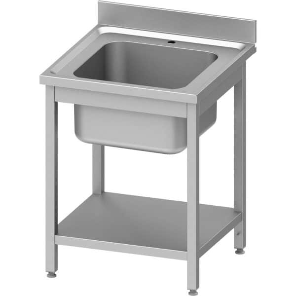 Stalas su 1 dubens kriaukle, su lentyna 600x600x850 mm, surenkamas