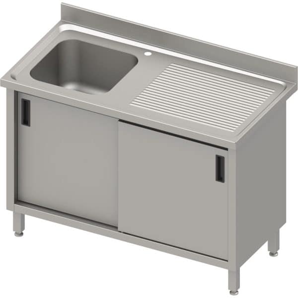 Stalas su 1 dubens kriaukle (L), stumdomos durelės 1700x600x850 mm, presuotas stalviršis, konservuotas kraštas 100x15x10