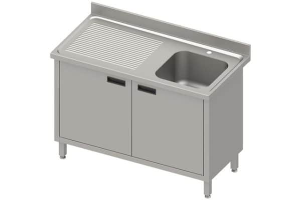 Stalas su 1 dubens kriaukle (P), varstomos durelės 1000x700x850 mm, presuotas stalviršis, alavuotas kraštas 100x15x10